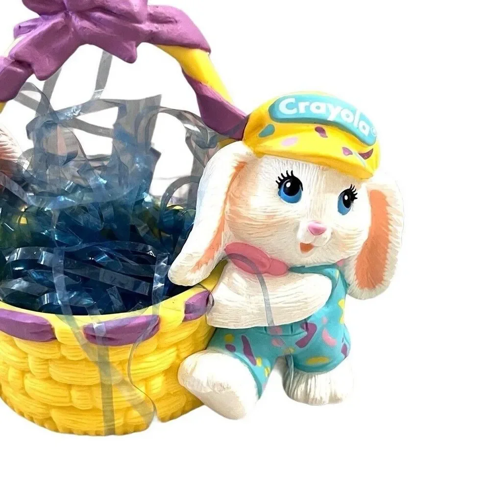 1991 NEW in Box Hallmark CRAYOLA BUNNY FIGURINE Boy Girl Bunny & Easter Basket